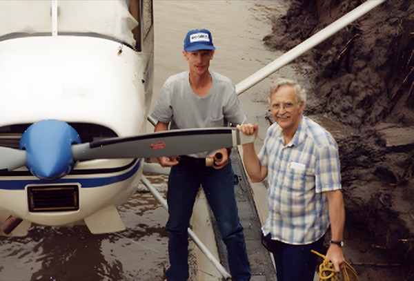 Allen with Hank Scheltema, Kim’s father, and the airplane. (Chapter 7)