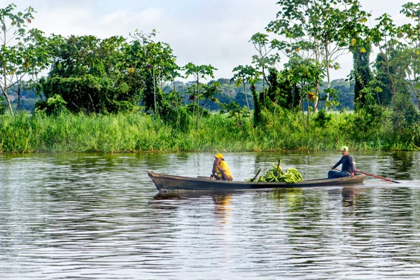 A dugout canoe on the river. (Chapter 8)