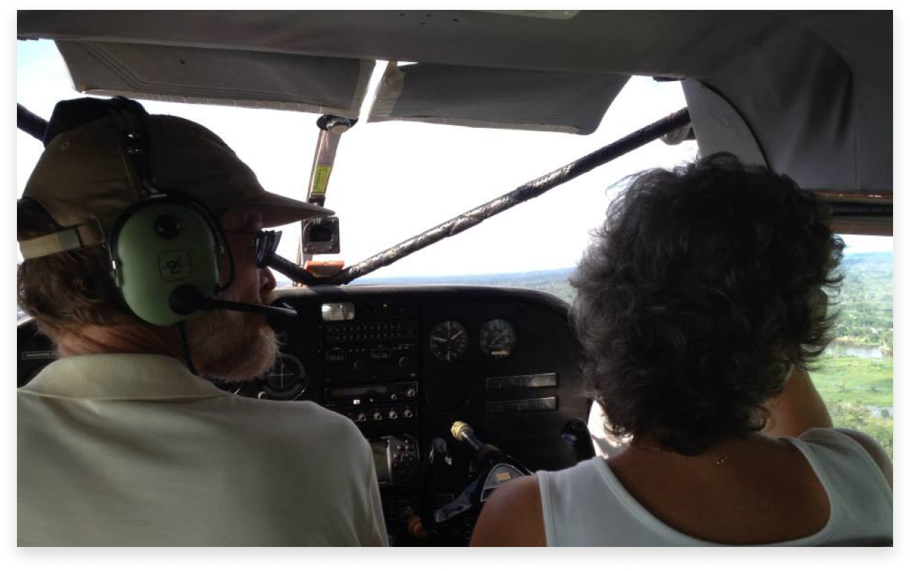 Allen and Kim Yoder flying over the jungle in the float plane.